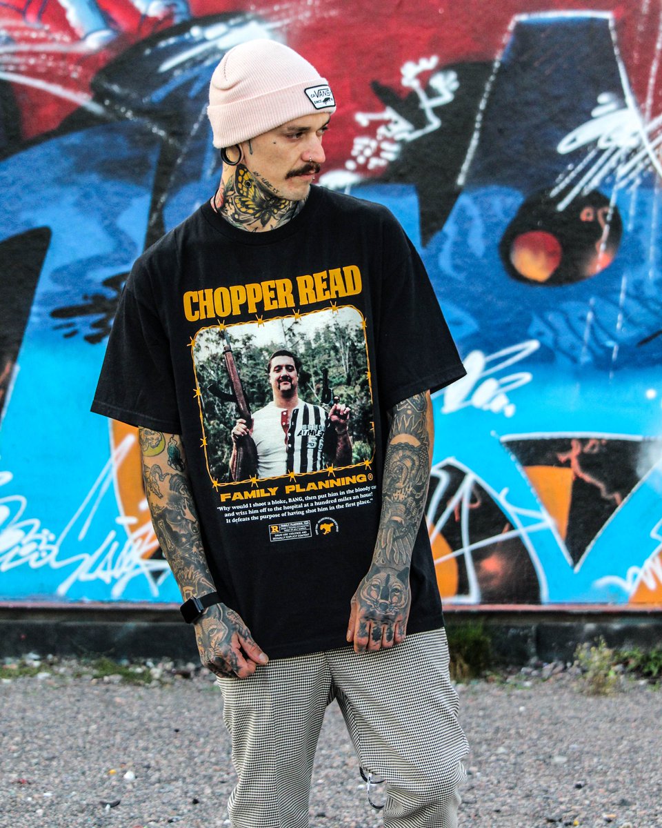 jamie_steezy's tweet photo. Uncle Chop Chop.
"I once met a man who was paranoid about dying. So I shot him."
Mark Chopper Read
#chopper #chopperread #tattooclothing #clothingbrand #pinkbeanie #guyswithink #guyswithtattoos #inked #tattoomodel #altmodel #tattooedmodel #inkedguys #inkedboys #inkedlad https://t.co/UPxdpxU3fB