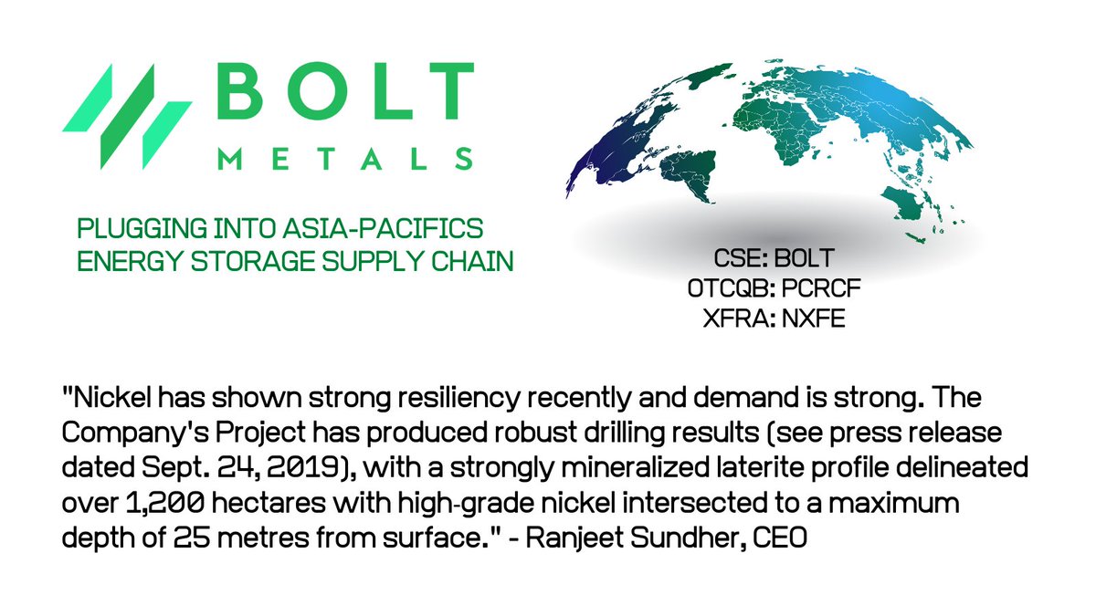 BoltMetalsCorp's tweet photo. Bolt Metals Provides Update on Cyclops Nickel‐Cobalt Project; License Renewal Underway

CSE: $BOLT
OTCQB: $PCRCF
#Nickel #Cobalt #Commodities #Markets

https://t.co/B7KPIo0vvA https://t.co/S0xF52fEZV