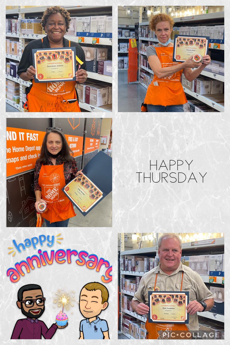 🤩 HAPPY ANNIVERSARY 🤩:
Happy anniversary to these cool associates 😎! HC Gwendolyn (1 Year), D26 Pam (2 Years), D31 Judy (12 Years), and Rick D27 (35 YEARS!!) Thanks for all you all do! <a href="/RyanEwing0863/">Ryan Ewing</a> @kingmeforeva <a href="/CurrelleyAngela/">Angela Currelley</a> <a href="/RDuncan_tidefan/">Rob Duncan</a> <a href="/WeidmanJess/">Jess Weidman</a> <a href="/SeanBrownD133/">Sean Brown</a>