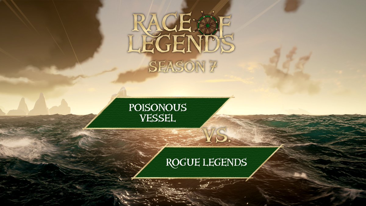 The Race of Legends season 7 Week 5 is Saturday at 4PM EST!

Watch us live here on Twitter, YouTube or Twitch!

The Poisonous Vessel is a new crew challenging the veteran <a href="/rogue_legends/">Rogue Legends</a> who dominated in their first race earlier this season!

#SeaOfThieves <a href="/SeaOfThieves/">Sea of Thieves</a>