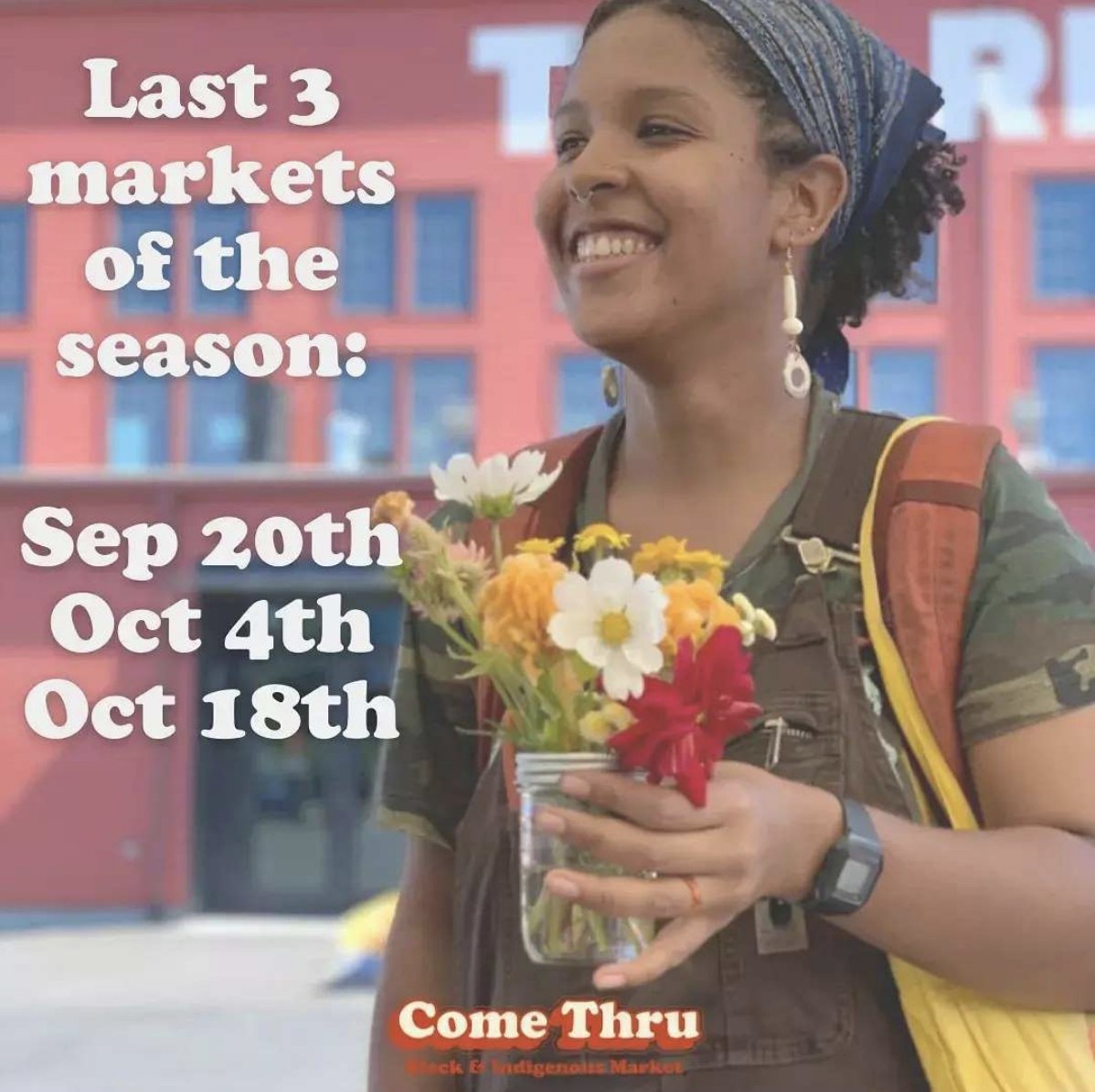 Come Thru Market's next market is on Sep. 20, 12-4pm at the Redd on Salmon Street! Shop for fresh produce, hot food, wellness products, gifts, and more from Black, Indigenous, and POC vendors! 
831 SE Salmon St., Portland, OR

Photo is of a customer wearing Tle Xochitl Jewelry