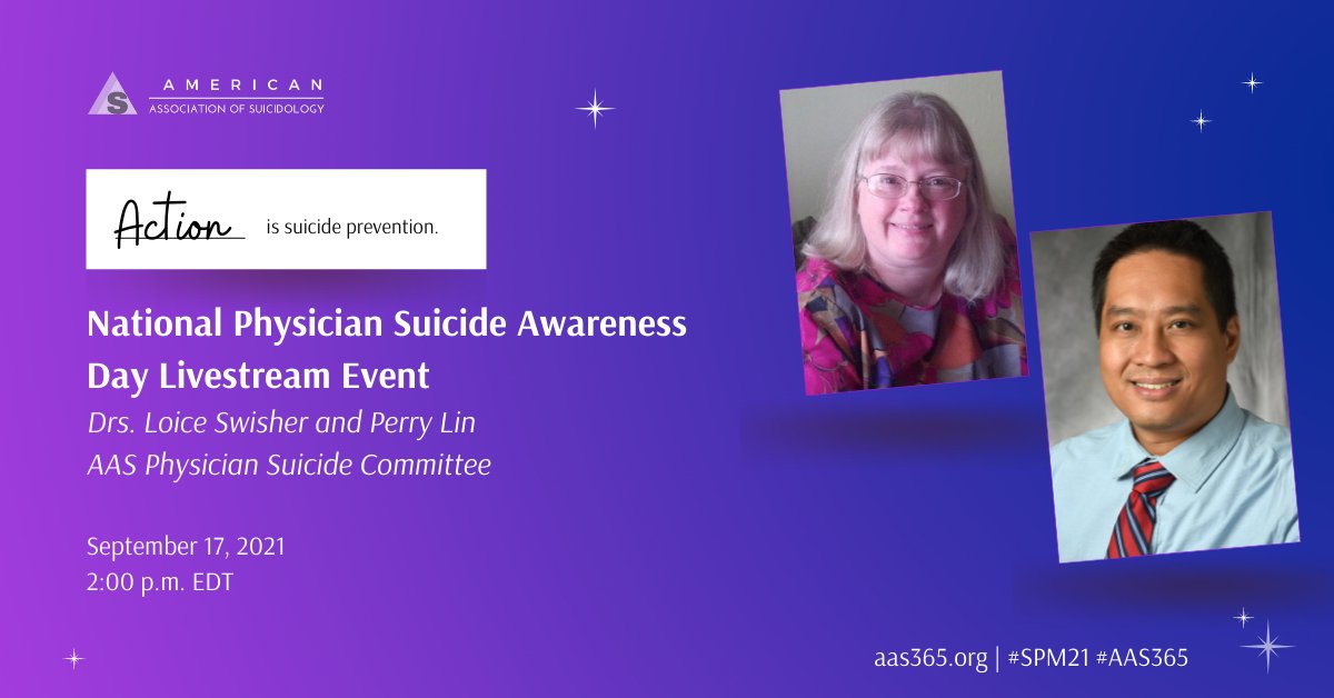AASuicidology's tweet photo. Join us TOMORROW for #NPSADay as we talk with @L_swish and Dr. Perry Lin about the AAS Physician Suicide Committee, their work in the field, and changes in National Physicians Suicide Awareness Day since its inception a few years ago.
2pmEDT
https://t.co/wWHi4JfvVw
#AAS365 #SPM21 https://t.co/PwYIFBaKfe