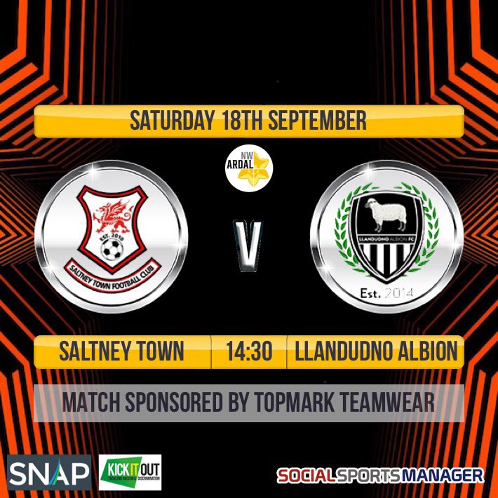 🔴 Up next ⚫️
🆚 Llandudno Albion
🏆 <a href="/ArdalNorthern/">Lock Stock Ardal Northern Leagues</a> NW
⏰ 2.30pm ko
🏟 Sandy Lane CH4 8UB
Tea bar open &amp; Pin badges for sale

Match kindly sponsored by <a href="/TopMarkTeamwear/">Top Mark Teamwear</a> 

Back to league action! #wildboys #towntogether