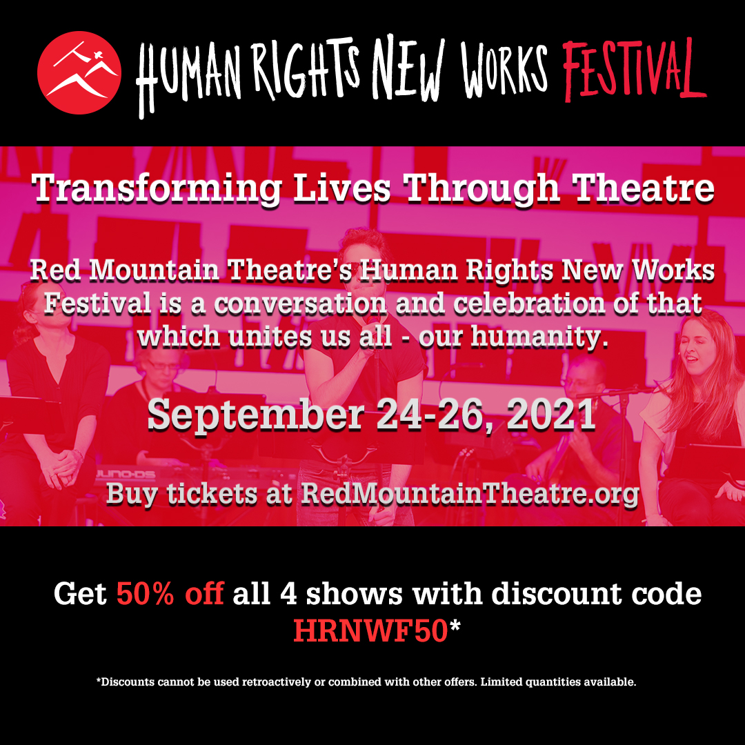 Coming up next at RMT: Human Rights New Works Festival, Sept. 24-26. Buy your tickets now: redmountaintheatre.org/2021-human-rig…