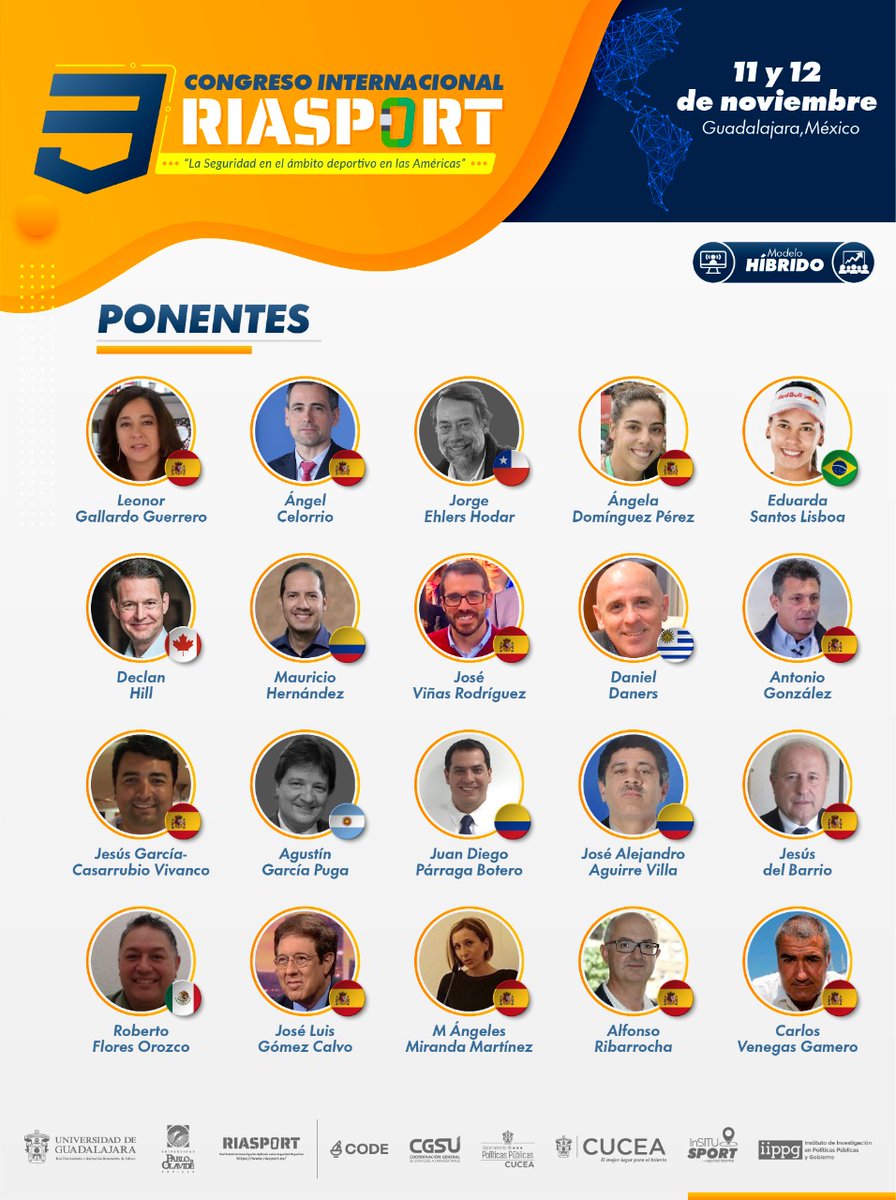RIASPORTSD's tweet photo. 📣 #CongresoRiasport 🌐 Nuestros compañeros de #Riasport #México🌎 organizan el próximo 11-12 de Noviembre el III Congreso Internacional RIASPORT
Temática: La Seguridad en el ámbito deportivo en las Américas 🌎
Más info en: https://t.co/KNkYeC8gI6
Os esperamos
#DeporteSeguro https://t.co/bWu3h4myqb