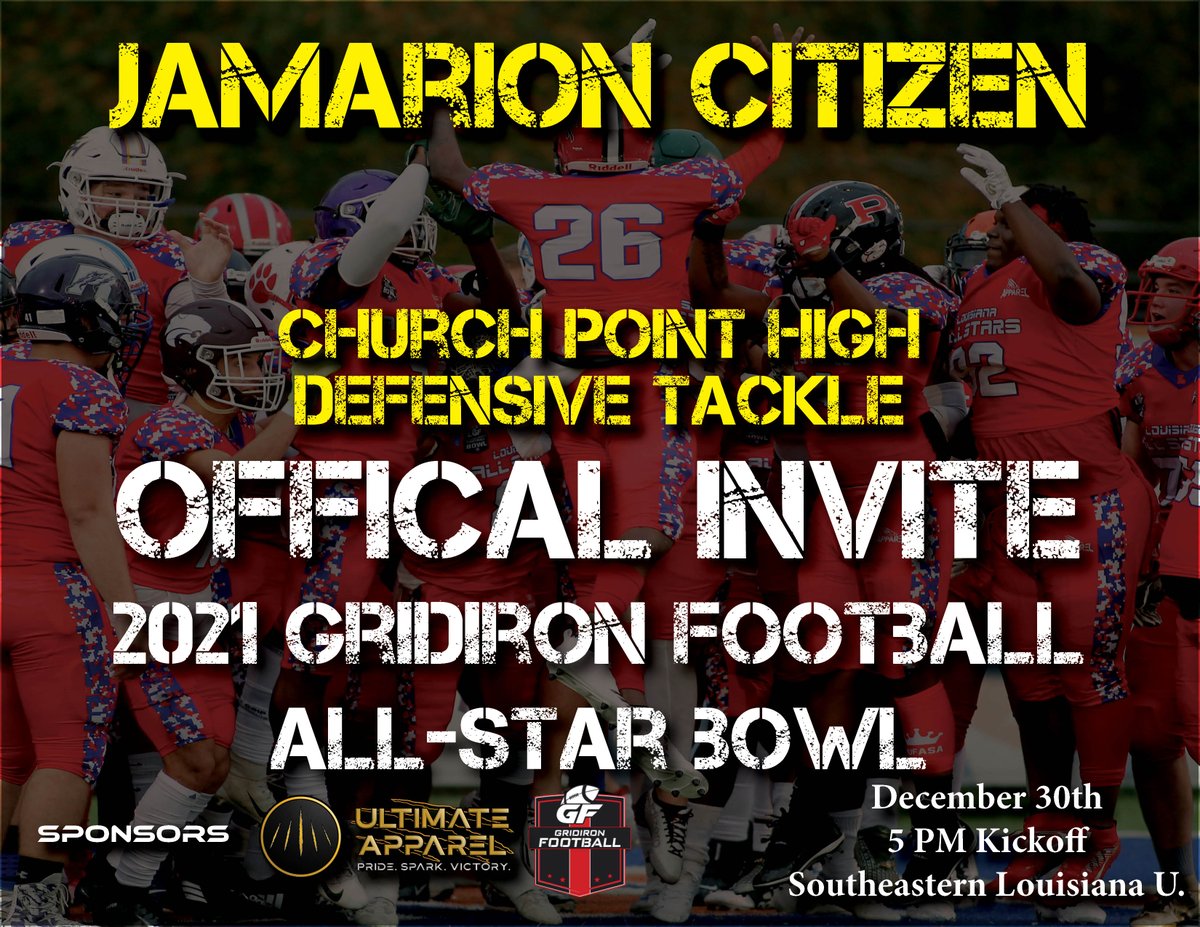 GridironFootbal's tweet photo. You are cordially invited to the Louisiana Gridiron Football All-Star Bowl Game! DM us to find out how to register. 
@jones04_  @SethGuillory7 https://t.co/dL2bOnjsw4