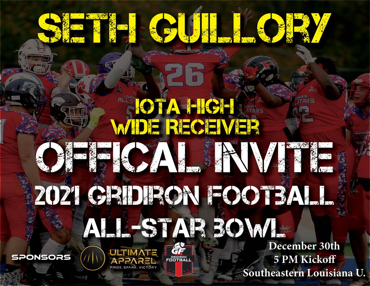 GridironFootbal's tweet photo. You are cordially invited to the Louisiana Gridiron Football All-Star Bowl Game! DM us to find out how to register. 
@jones04_  @SethGuillory7 https://t.co/dL2bOnjsw4