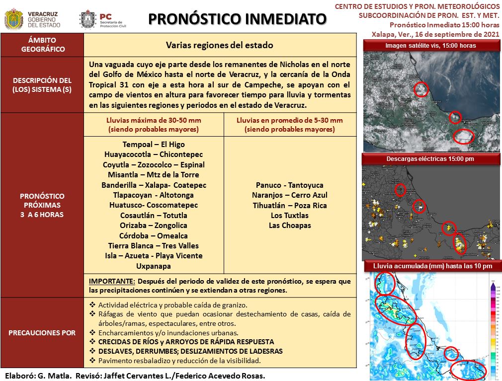 Notimexpr's tweet image. spcver: 3:30 pm. A la población de la zona norte y regiones de montaña de Veracruz, se emite el siguiente Pronóstico Inmediato por el incremento de nublados con probabilidad de lluvias y tormentas dispersas en próximas horas. Extremen precauciones. #spcv…