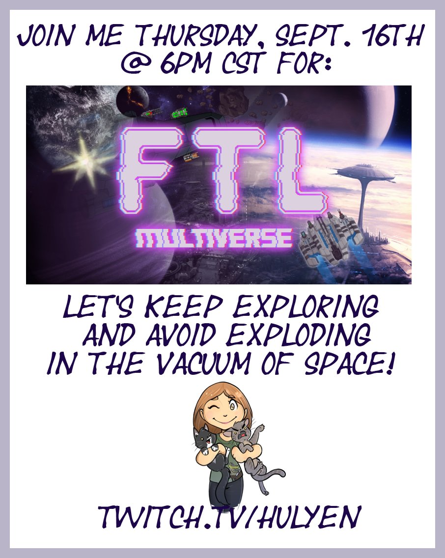 hulyenplays's tweet photo. I've gotten really good at the exploding in space part, still working on getting better at the exploring and surviving part! https://t.co/JOtkPJ9MJ3

#twitch #streamer #hulyenplays #ftl #fasterthanlight #multiverse #moddedgaming #twitchaffilliate #pcgaming #videogaming #spaaaaace https://t.co/pKbfT4D5Xm