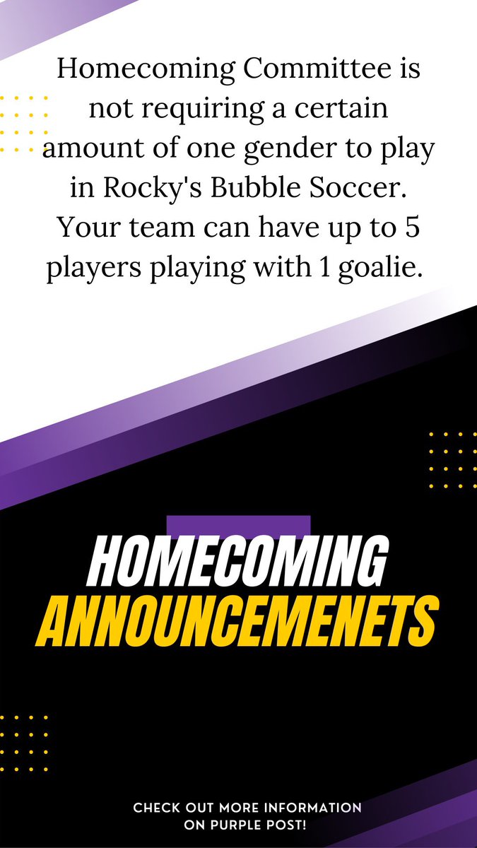 WIUHomecoming's tweet photo. Important announcement regarding Rockys Bubble Soccer: https://t.co/X45X3T6DyU