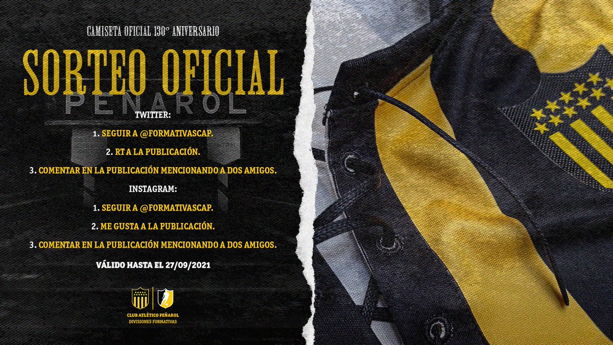 FormativasCAP's tweet photo. 🚧 ¡SORTEO ANIVERSARIO! 🎁

🤔 ¿Te gustaría tener la "camiseta oficial 130° aniversario"?

¡PARTICIPA Y LA PODES GANAR!

☑️ Seguí a @FormativasCAP.
☑️ RT a esta publicación.
☑️ Comenta este tweet mencionado a dos amigos.

**Sorteo Válido hasta el 27/9. https://t.co/qE1723xmco