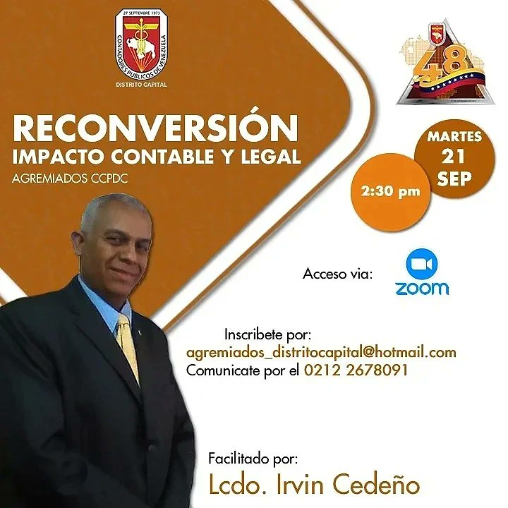 irvincedenocpc's tweet photo. Webinar Reconversión: Impacto Contable y Legal, organiza @ccpdistrito para todos sus Agremiados.

Correo agremiados_distritocapital@hotmail.com 
Teléfono
0212 2678091 

#webinar
#reconversionmonetaria
#contabilidad
#hiperinflacion
#finanzas
#ccpdistrito https://t.co/QQE5TcF6Cy