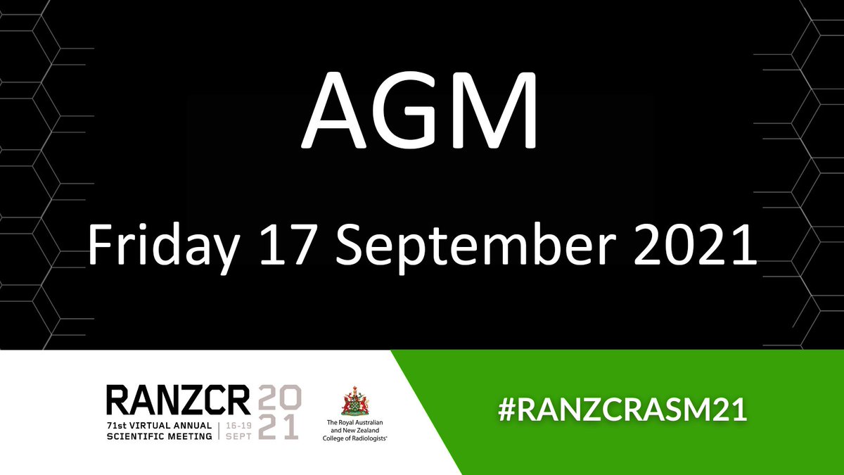 RANZCR Rad Oncology (@facradoncology) on Twitter photo The AGM will be held during #RANZCRASM21 today (17 Sept) at 1:30pm AEST. Members eligible to attend (Fellow/Life Members) will have been emailed invitations this morning. Please email members@ranzcr.edu.au with any queries or concerns. The AGM will be held during #RANZCRASM21 today (17 Sept) at 1:30pm AEST. Members eligible to attend (Fellow/Life Members) will have been emailed invitations this morning. Please email members@ranzcr.edu.au with any queries or concerns.