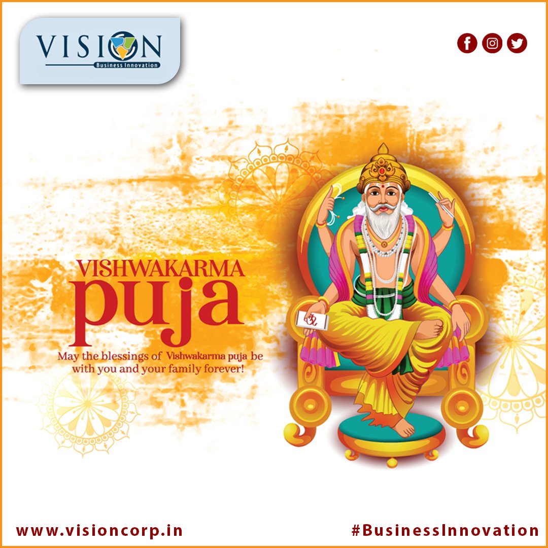 _VisionCorp's tweet photo. May the blessings of Vishwakarma Puja be with you and your family.
#HappyVishwakarmaPuja
#HappyVishwakarmaJayanti
#VisionCorp #VisionBuildCare #VisionCommunication #BusinessInnovation https://t.co/mgCq8Fk4Fo