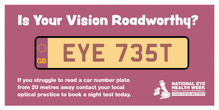 spectaclemakers's tweet photo. Is your vision fit for driving? Make sure your eyesight’s roadworthy by taking the 20 metre #NumberPlateTest. It’s an easy, everyday check. For information on the legal eyesight standards for driving visit https://t.co/oW1M1Qe7hR. #EyeWeek #VisionMatters @myvisionmatters https://t.co/NxLASEQpn8