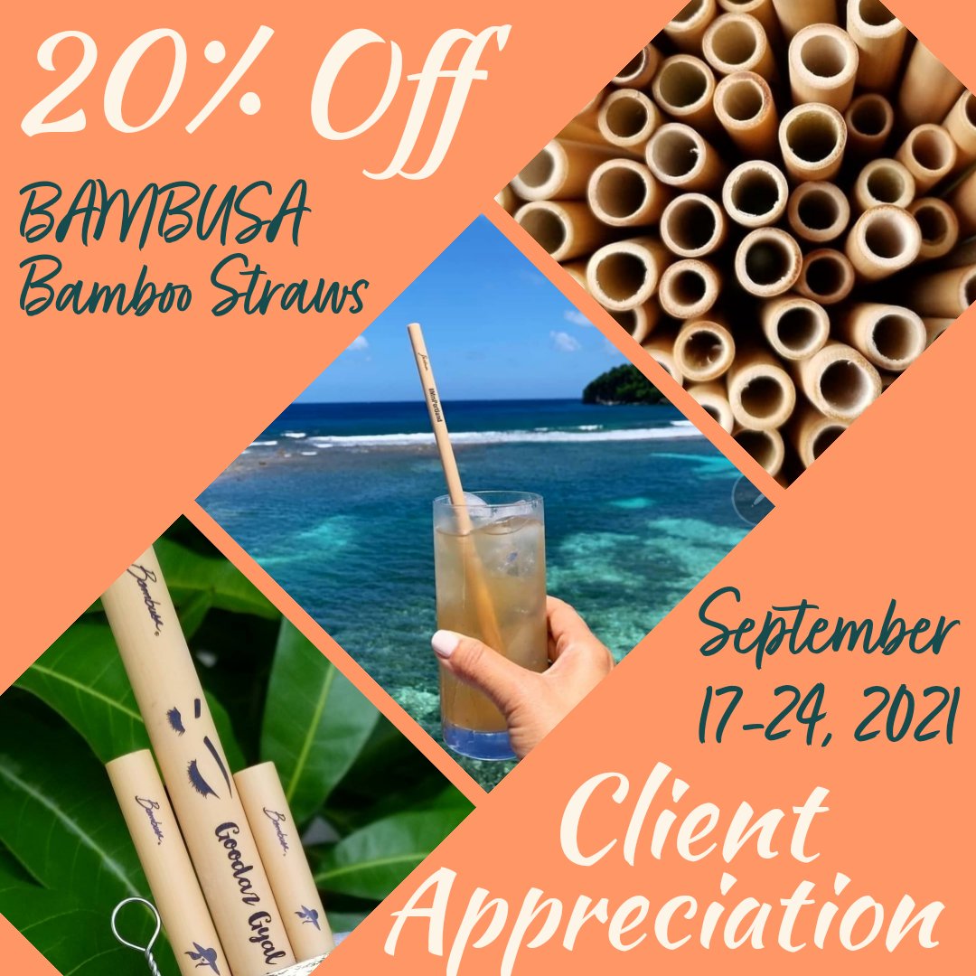 BambusaJamaica's tweet photo. ๐ฟ๐ฟ๐ฟ#ClientAppreciationWeek is here๐ฟ๐งก๐ค Savings just for you
Order your personalized gift via our various Collection pages at https://t.co/jRXUziFDB4 and enjoy these savings!
#Bambusa #MadeInJamaica https://t.co/bnr89wPENb