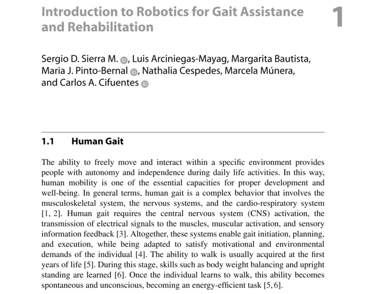 Chapter 1: Introduction to Robotics for Gait Assistance and Rehabilitation @ChechooSierra @NathaliaCesped4 @MarcelaMuneraR @CBECIJG @Escuelaing doi.org/10.1007/978-3-… #Humanmobility #gait #assistance #Wearablerobots #Mobilerobots #Socialrobots #Rehabilitationrobotics