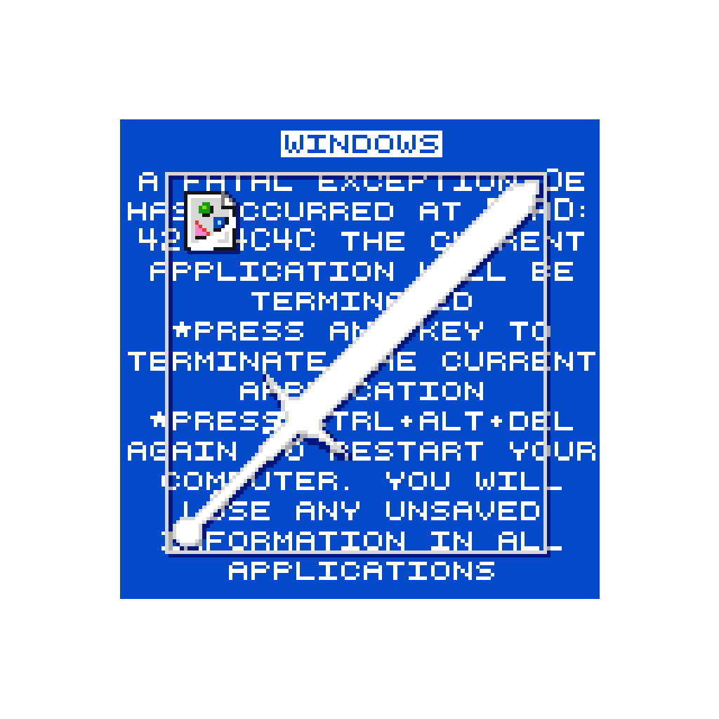 Cornflower07's tweet image. #swordtember day 16: #broken
Error 404: Sword not found
Palette is #famicube
#pixelart