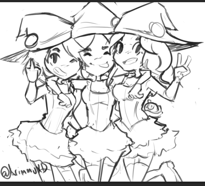 krimmuxd's tweet photo. Thought the process making this group photo was interesting! Thanks for hanging out with me jamming out to music while I make this <3 #badwitches #witches https://t.co/SGVaqxCV8X