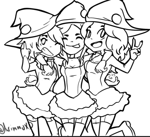 krimmuxd's tweet photo. Thought the process making this group photo was interesting! Thanks for hanging out with me jamming out to music while I make this <3 #badwitches #witches https://t.co/SGVaqxCV8X