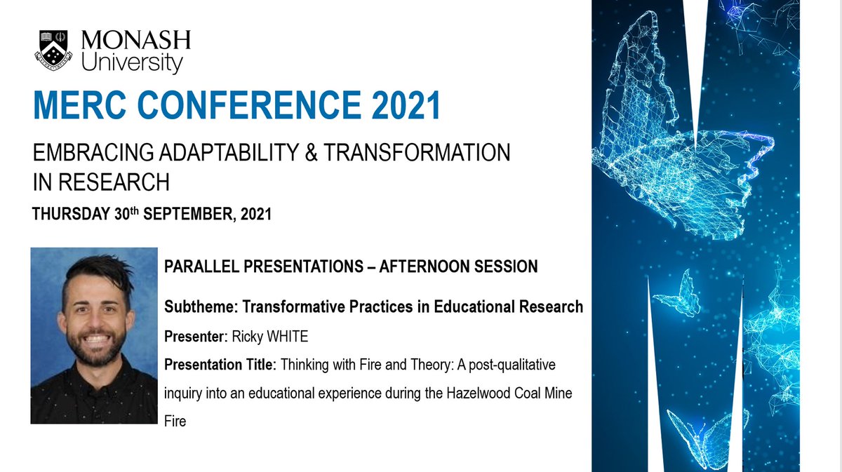 merc_education's tweet photo. ๐๐#MERC #info #time
๐๐Here comes Parallel Presentation - Subthemes: #TransformativePractices in #EducationalResearch at #MERCConference2021
๐งโ๐ซ๐ฉโ๐ซ๐จโ๐ซPresenter: Ricky White
๐30th Sep. 2021 @MonashEducation @MonashGraduate
๐online audience registration: https://t.co/HVLIXU46ng https://t.co/lOdHyjUw7L