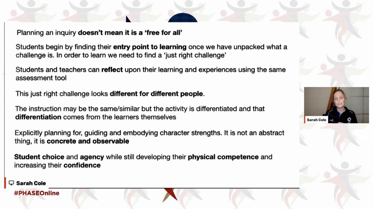 Will Patz (@willpatz) on Twitter photo Very much enjoying #PHASEOnline this week. Quality presentations and in particular tuning into <a href="/ColeyInSG/">Sarah Cole</a> discussing inquiry and personal excellence #physed #inquiry #education Very much enjoying #PHASEOnline this week. Quality presentations and in particular tuning into <a href="/ColeyInSG/">Sarah Cole</a> discussing inquiry and personal excellence #physed #inquiry #education