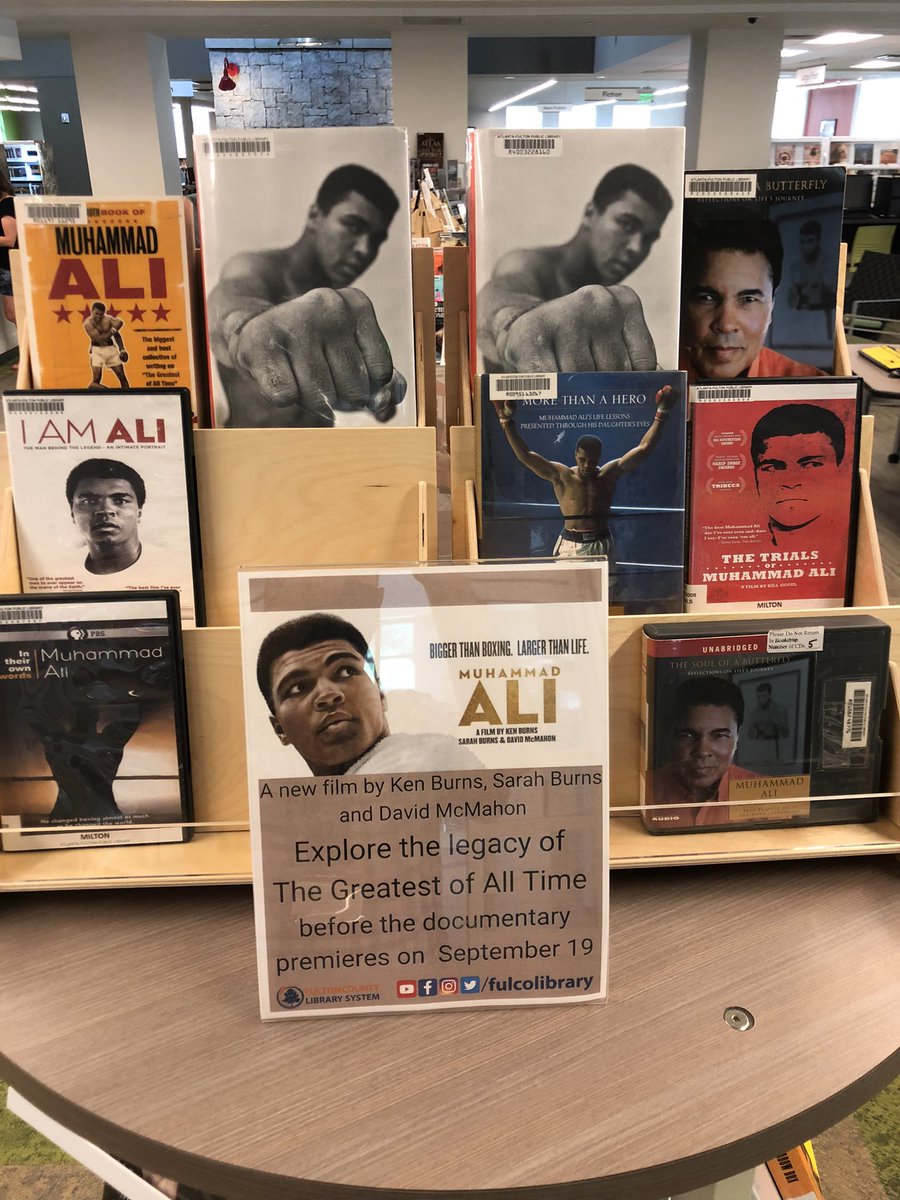 Bookman30022's tweet image. Did you just watch @Jeopardy ?  Swing by the #MiltonLibrary and pickup your weekend read in preparation for @KenBurns new documentary on #MuhammadAli airing on @PBS this Sunday.  @fulcolibrary