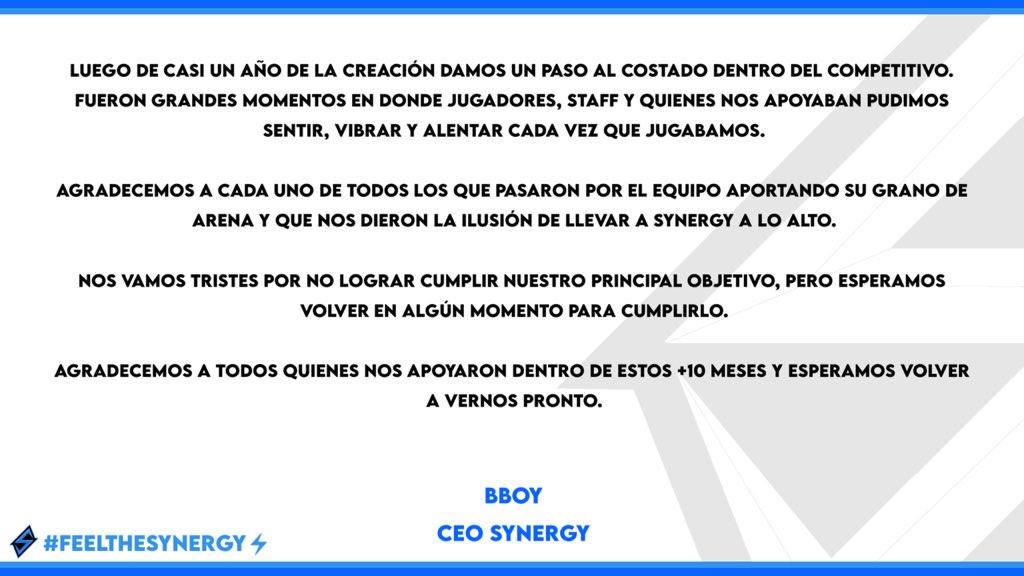 #DESPEDIDA

Solo nos queda decir gracias!!

#FeelTheSynergy⚡️