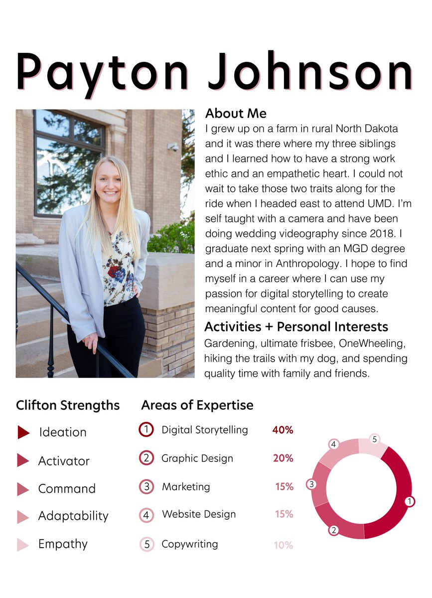 Introducing me! My name is Payton Johnson &amp; I'm the Marketing and Graphic Design Director. I run the social media accounts, create all print + digital collateral, &amp; assist my team with any marketing materials needed within their roles. Check out my personal brand kit!