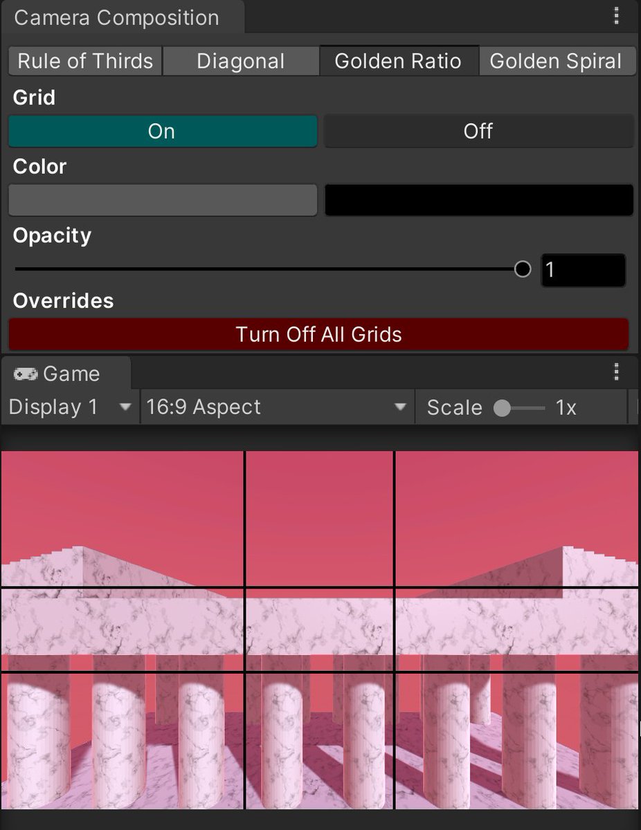j_cassady_'s tweet image. Another day, another #demoscene -- this time we're using the #goldenratio (1.618) grid overlay.
#unityeditor #gamedevtools #unityassetstore