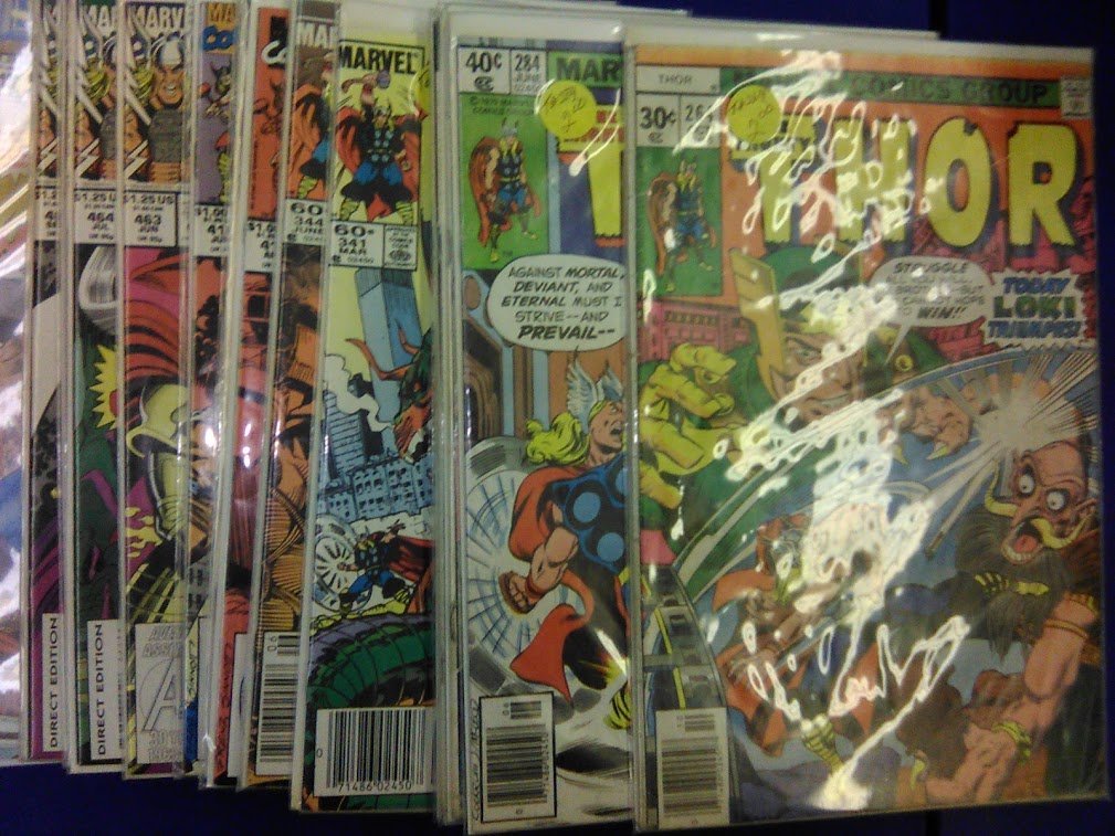 I've got 48 Thor comics, including the original The Mighty Thor series and the Volume 2 of the series.  No key books or very many doubles, but some reader copies, hole fillers, and good books for the kids.  Looking for $75 for all 48 comics including the shipping. https://t.co/5GqqkPN521