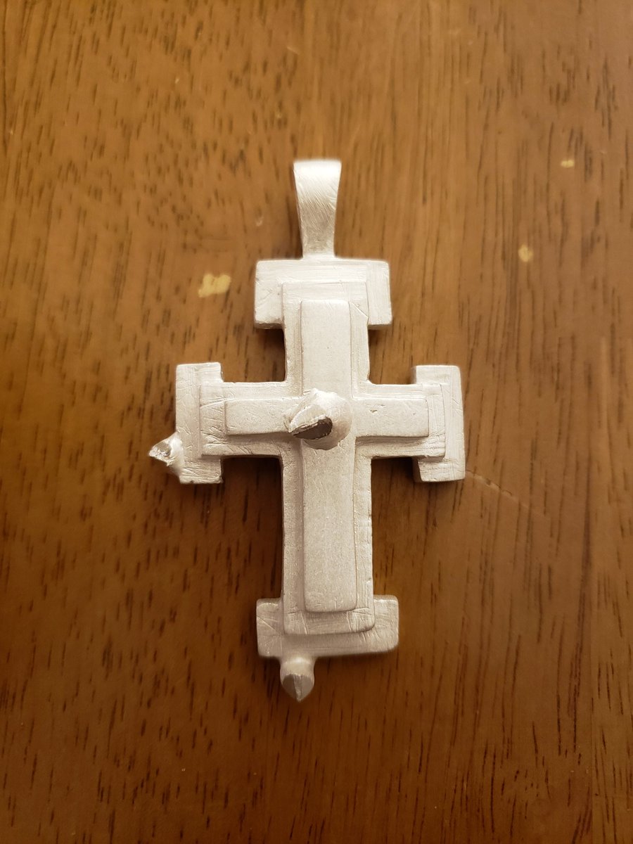 Came out crooked..... still love it though!!!!! #cross #silver #specialrequest #jewelry #jewelersbench #design #waxcarving