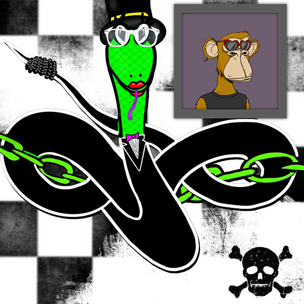JustinLevy_'s tweet photo. My @pr00fofsnake is all dressed up for the @BoredApeYC auction!!! #BoredApeYachtClub #proofofsnake #snakesonachain https://t.co/m5UGQ1PPFI