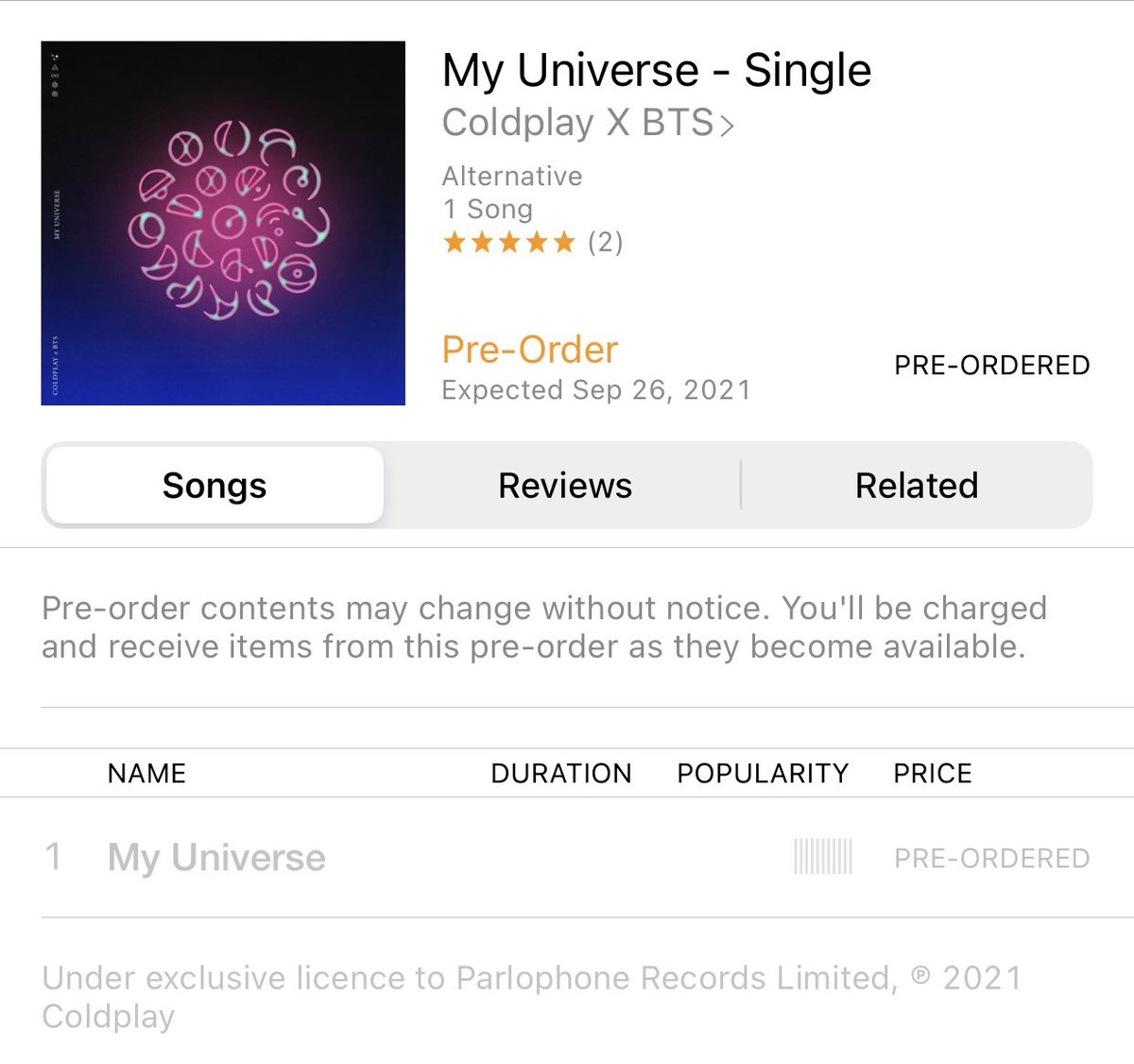 itsleahrous's tweet photo. I forgot I have Twitter!😅

Soldout in Weverse so I decided to pre-order in iTunes instead… I’m so excited for this! My favorite band x my favorite boy band! Dang!!!🥺🥺🤩🤩
@coldplay @bts_bighit make another one, please!😁😁 https://t.co/GNFI0rtwqf