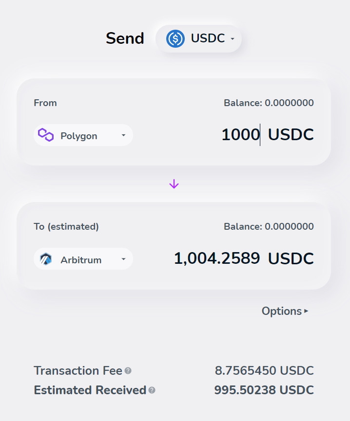 Ya puedes usar <a href="/HopProtocol/">HopProtocol</a> con <a href="/arbitrum/">Arbitrum</a>.

Desde <a href="/0xPolygon/">Polygon | POL</a> hasta <a href="/arbitrum/">Arbitrum</a> el fee es de 9 USD 👀