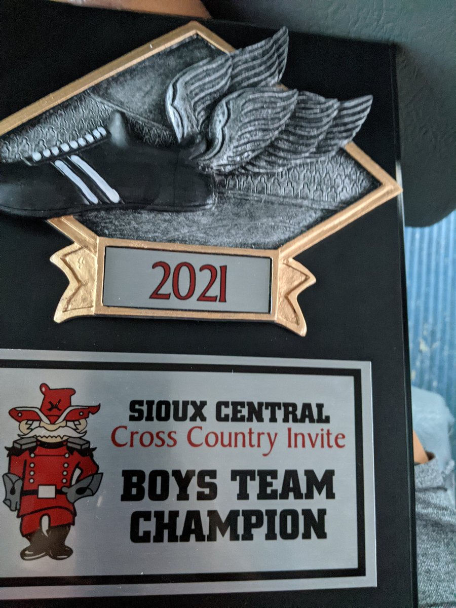BojiXC's tweet photo. Coming home from Sioux Rapids with one championship plaque, a whole bunch of medals, and proud as heck coaches (not pictured). #kachow #relentless #wearespeed https://t.co/0laB849qIK