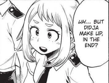 KacchakoLuvr's tweet photo. I just love how bakugo and deku getting along has always been ochako’s wish, and despite bakugo’s harsh attitude, she never hesitated to tell him about it. Then later on we really did see him apologize to deku. 😊💝 #kacchako https://t.co/ZDckk1h6hB