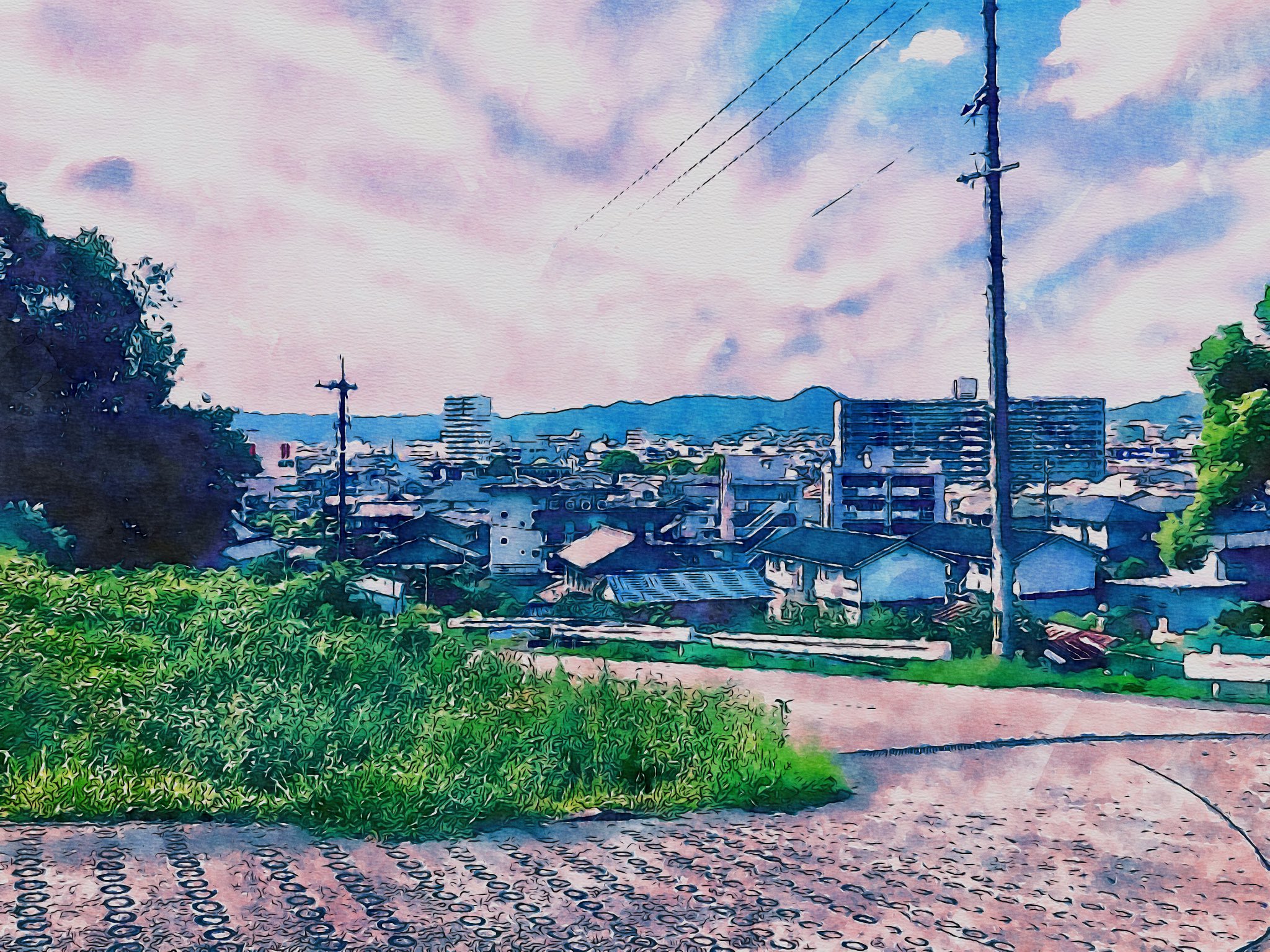 Twitter 上的 フリーランスなおきち 広島県福山市 引野町にある県営住宅 水彩画にしたらエモくなったので載せとく 昭和の団地にはとても魅力がある すき 広島県 福山市 引野町 県営住宅 団地 昭和の団地 レトロ 懐かしい 団塊の世代 エモい 水彩画