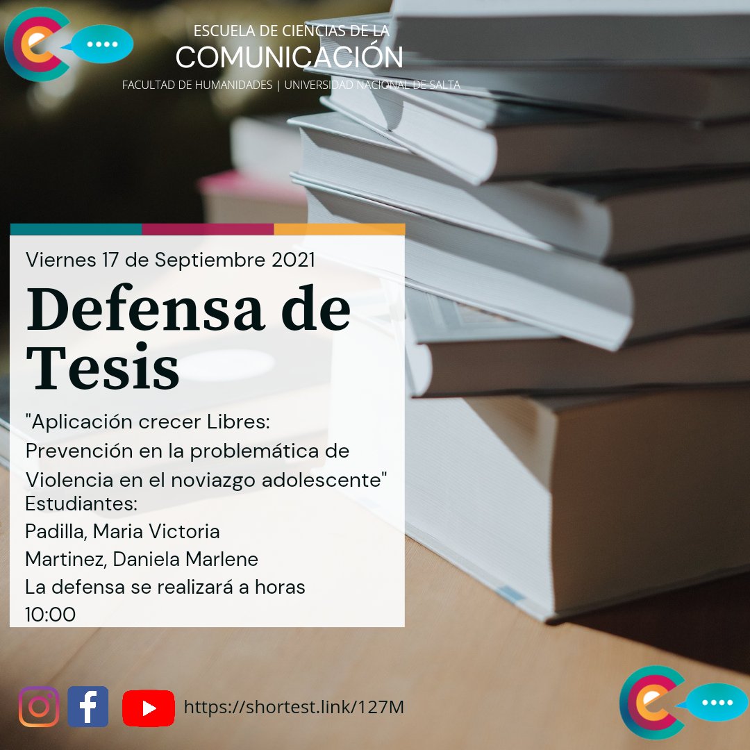 EscuelaComUNSa's tweet photo. #tesis #Defensa #comunicación 
Mañana Viernes 17 de septiembre - 10:00 hr 
Míralo en vivo por YT : https://t.co/7sJwxBYTr1 https://t.co/1IdgfyVyKv