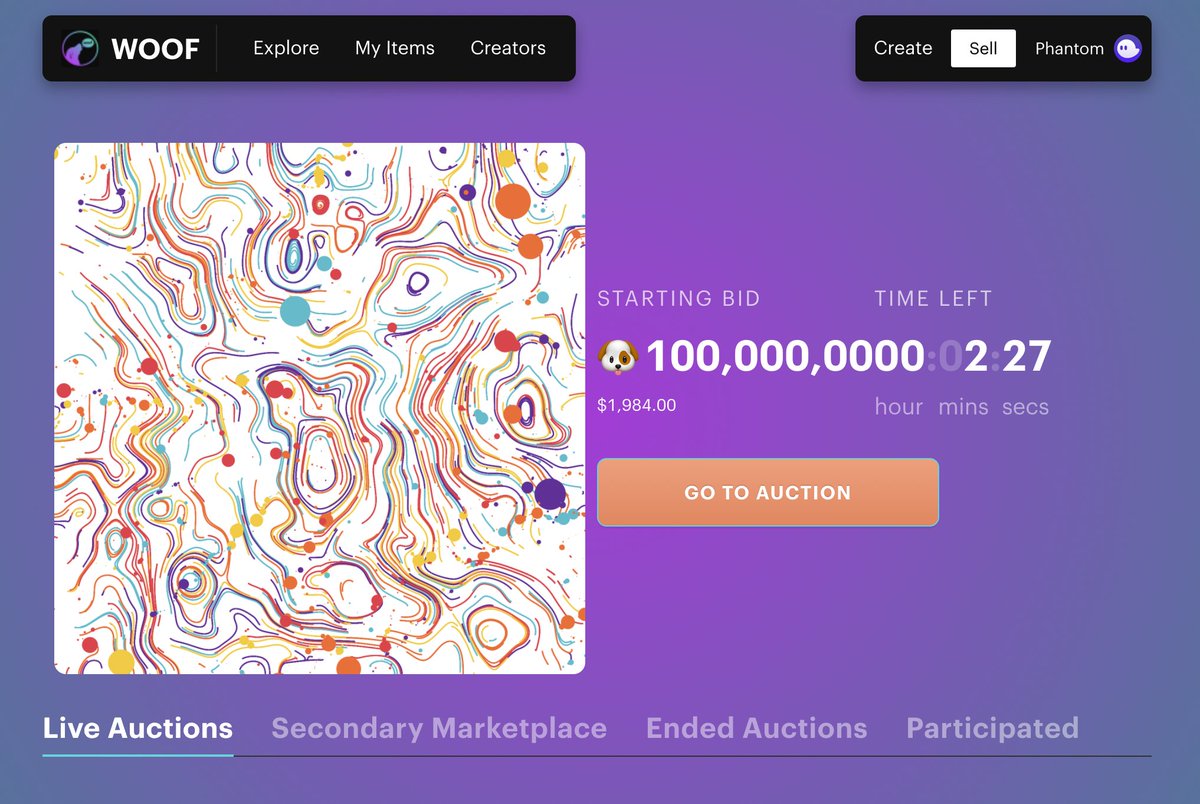 Sneak peak of the WOOF NFT Marketplace:

To buy/sell NFTs, you have to use $WOOF
Anyone can create and sell their own art.

1.5% fees on each sale, 100% of which is burned.
#SolanaNFT #WOOF #OpenMarketplace @metaplex