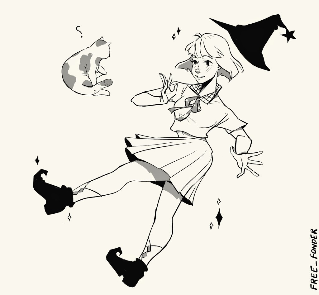 Freefonder's tweet photo. Witch training 🧹🧹 

#sketch #digitalart #ArtistOnTwitter #witch #characterdesign https://t.co/2EPlJBz0db