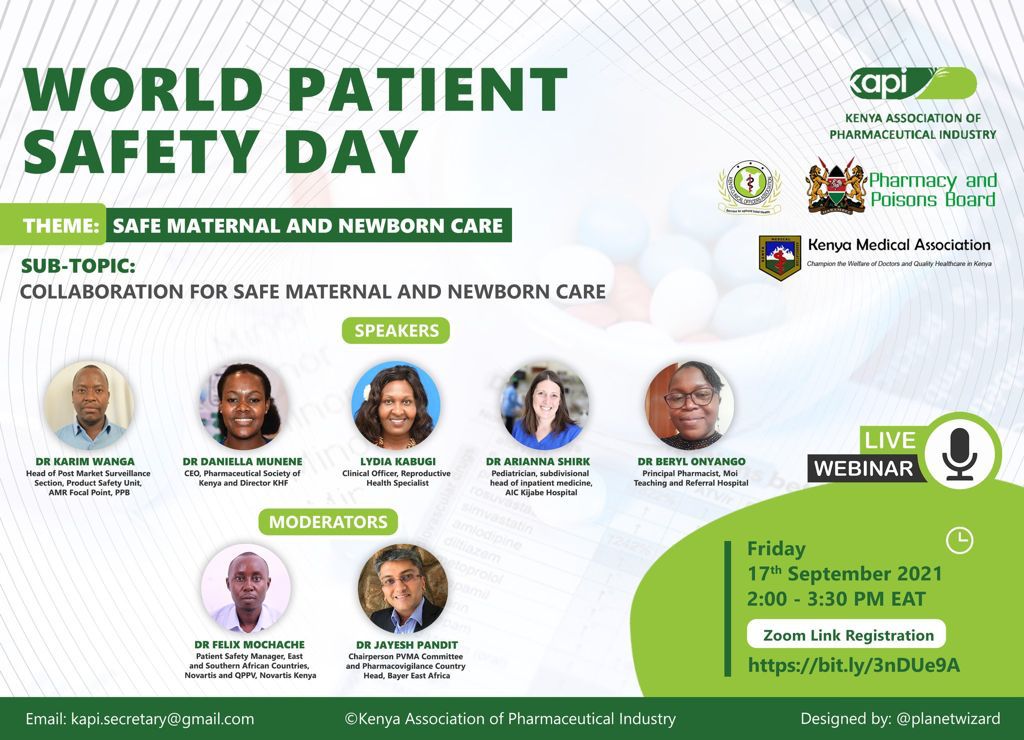 Register in advance for this webinar:
us06web.zoom.us/webinar/regist…

TODAY #WorldPatientSafetyDay webinar @ 02:00 PM EAT #WPSD2021

Topic: Collaboration for Safe Maternal and Newborn Care