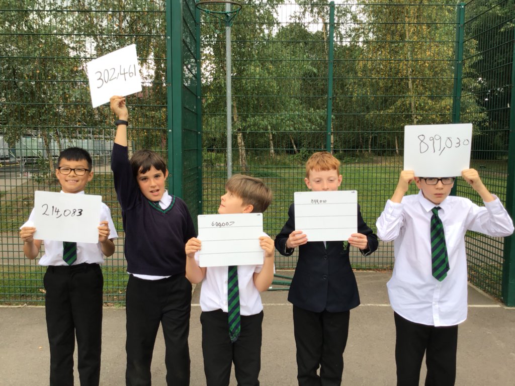 Year6TLTPAarch's tweet photo. Ordering and comparing big numbers! This clever lot decided to sit in front of each other if they had the same number, as standing next to each other might have implied one number was bigger than the other #mathsreasoning @WhiteRoseMaths https://t.co/qM5sGpmmeH