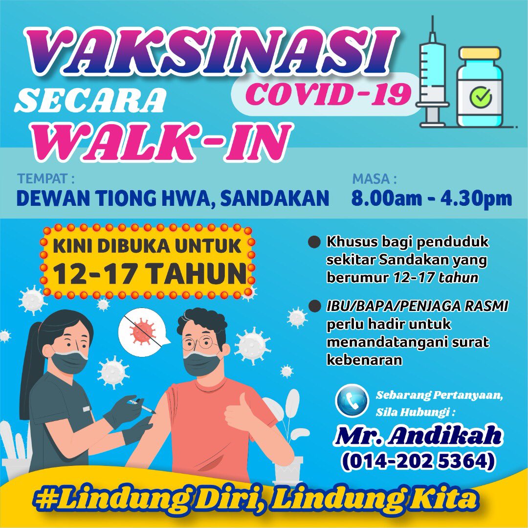 Free 12-17 year old COVID-19 Vaccination in Sandakan!