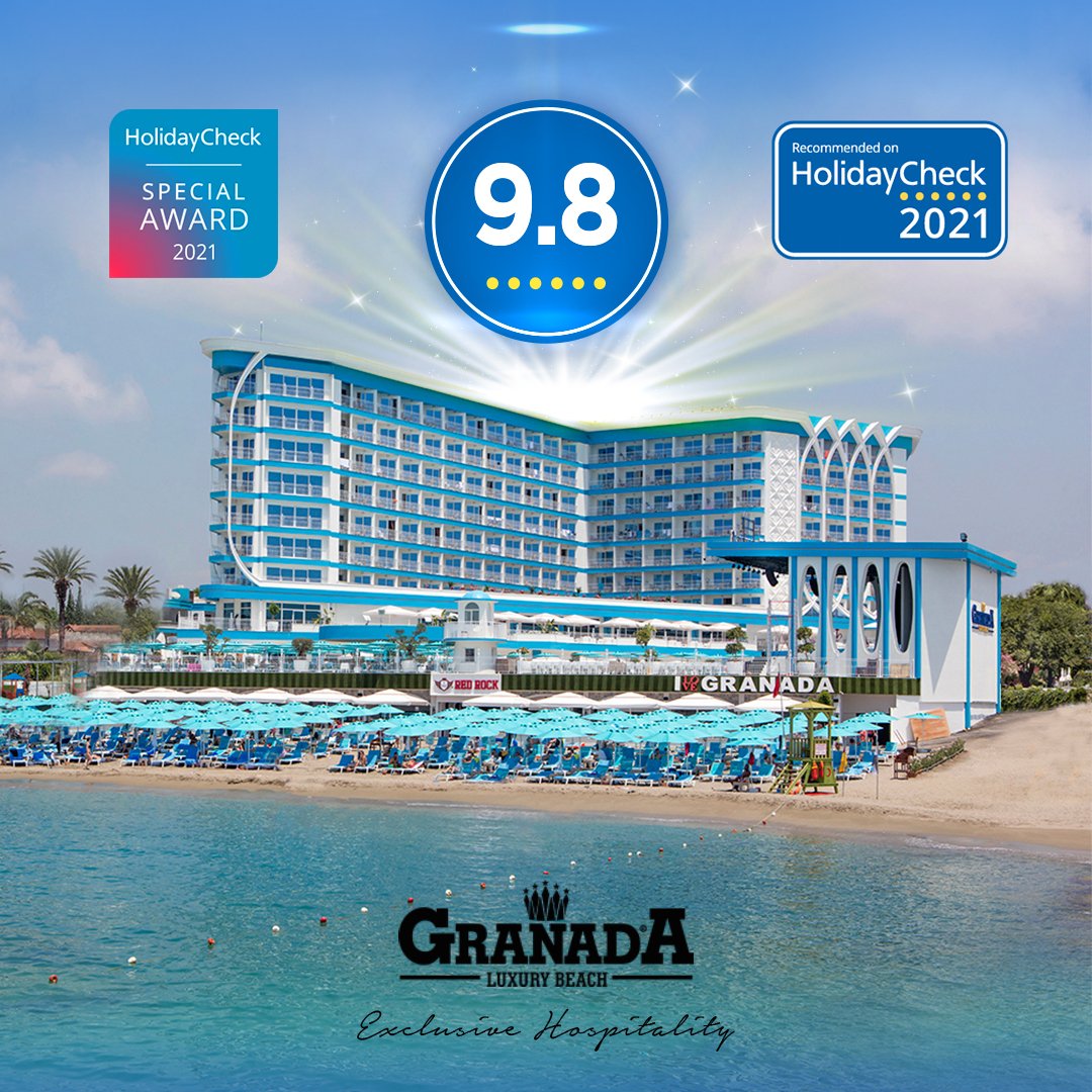 Granada Luxury Beach 2021 HolidayCheck derecelendirmesinde 9.8 puana ulaştı 👑

Bizlere bu muhteşem deneyimleri kazandıran ve desteklerini esirgemeyen bütün misafirlerimize, Granada Hotels bünyesindeki ekip arkadaşlarımıza teşekkür ederiz 💎💙