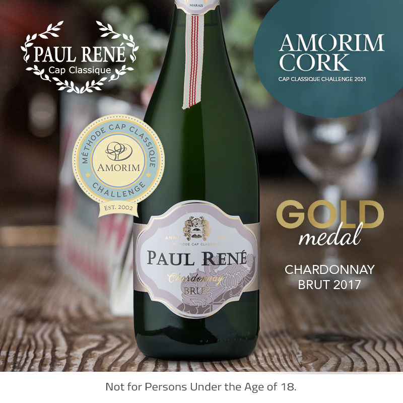 paulrenemcc's tweet photo. We are pleased to announce that our Paul René Brut Chardonnay 2017 won a Blanc de Blancs Gold Medal at the 2021 Amorim Cork Cap Classique Challenge 🍾🍾🥂🥂
amorim cork south africa 
cap classique association 
#paulrenemcc #bubbles #capclassique #amorimcork #capclassiquechall ... https://t.co/KQgCjKvgM1