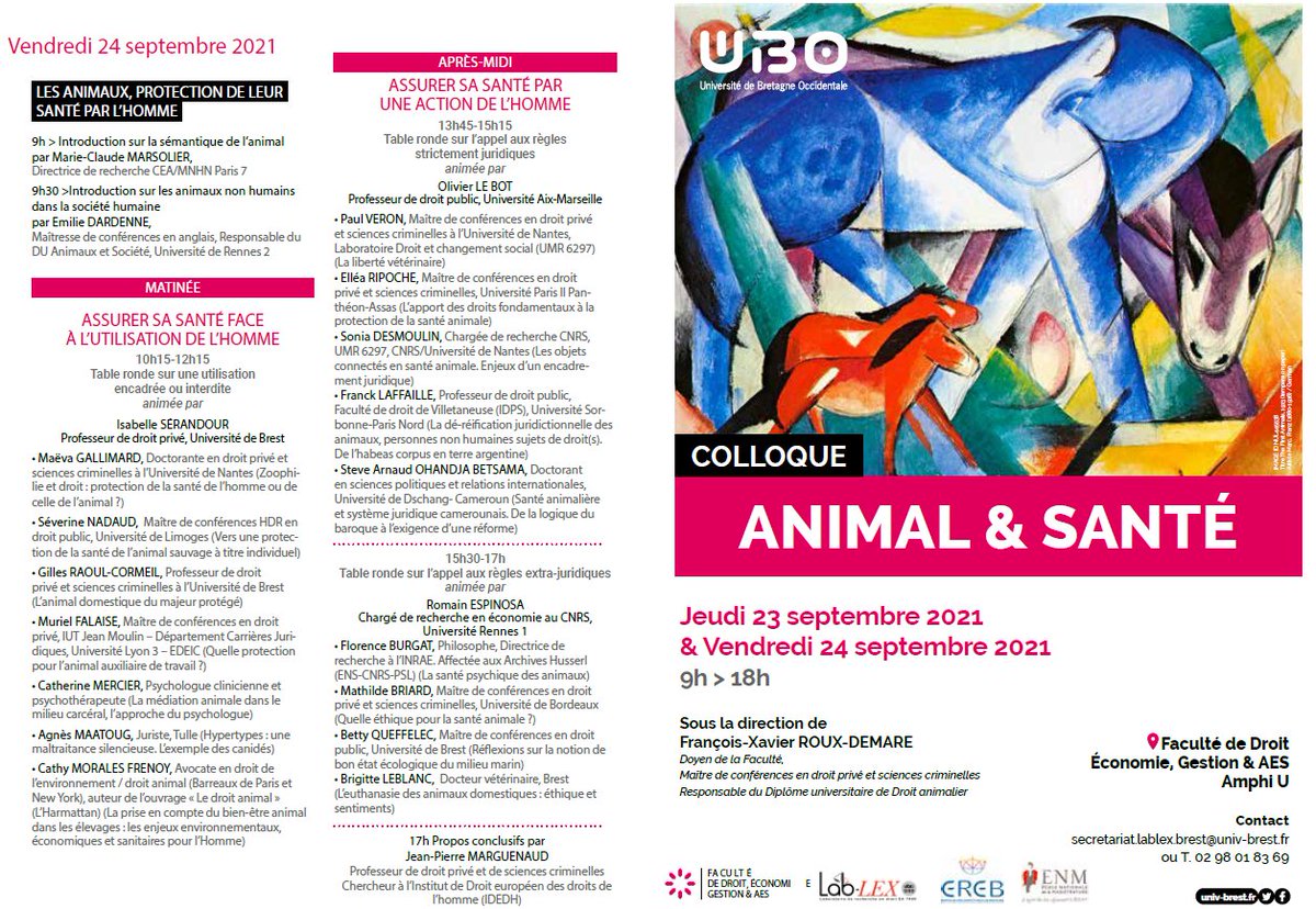 DcsLabo's tweet photo. [Colloque #Animal &amp; #Santé]📅 les 23-24/09
👉https://t.co/8FUgeZu4rX 
#HommeAnimal #protectionanimale #droitanimalier 
Avec la participation de membres @DcsLabo 
O. MENARD Introduction historique
P. VERON La liberté vétérinaire
&amp; S. DESMOULIN Les objets connectés en santé animale https://t.co/HZlz6kM9gD