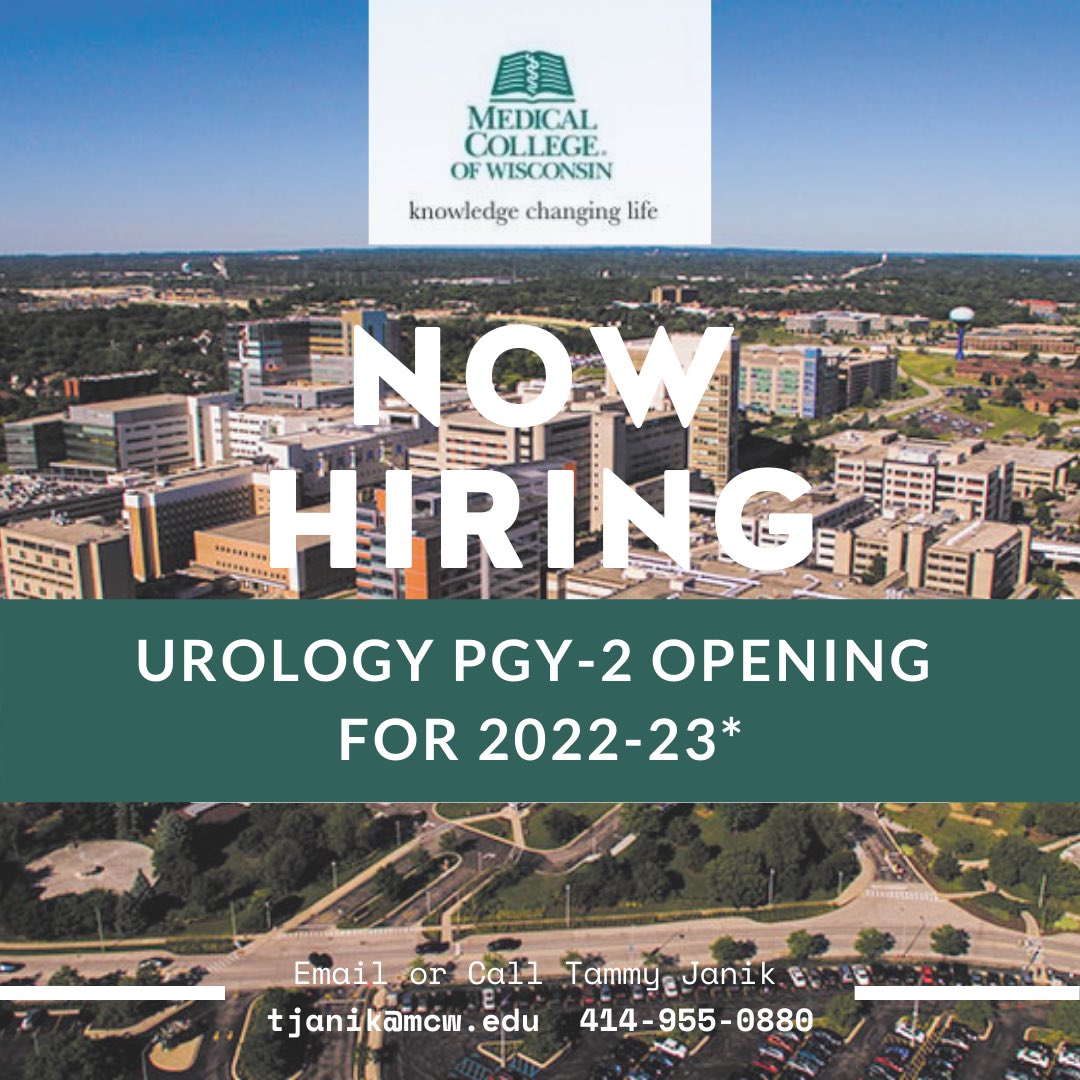 We will have an opening for a PGY2 Uro resident 7/1/22. Candidates must have completed PGY1 uro or gen surg to be eligible. Please contact us for more info and join us for our last virtual open house on Monday! @UroResidency @Uro_Res