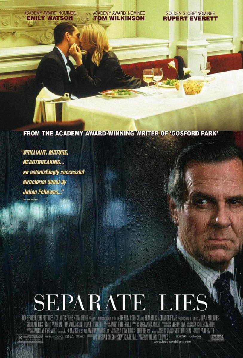 FilmNewsNos's tweet photo. 🎬MOVIE HISTORY: 16 years ago today, September 16, 2005, the movie ‘Separate Lies’ opened in theaters!

#TomWilkinson #EmilyWatson #RupertEverett #RichendaCarey #DavidHarewood #LindaBassett #HermioneNorris #JohnWarnaby #JohnNeville #TerenceStamp https://t.co/Isz7peslz3