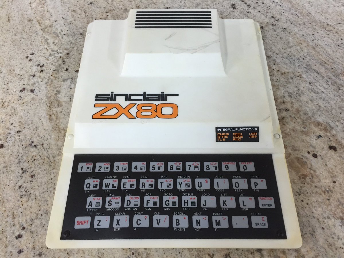taosecurity's tweet photo. I’m sad about this too. This is literally my first computer, an original #sinclairZX80 later modified by mail kit to function as the ZX81. My dad bought it for us for $100 in 1980. Here’s our Sinclair 1000 and books I used to do my first programming within the 16 KB RAM expander. https://t.co/sAtNn7GR2j